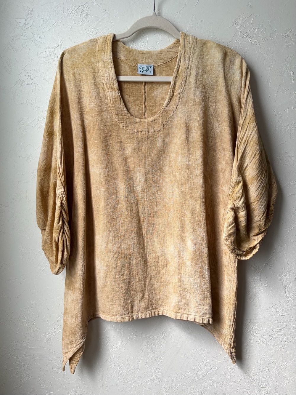 Oh My Gauze! 100% Cotton Gauze Ruched Sleeve Tunic Size 2